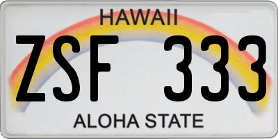 HI license plate ZSF333