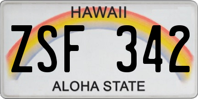 HI license plate ZSF342