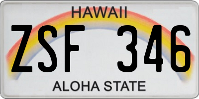 HI license plate ZSF346
