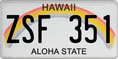 HI license plate ZSF351