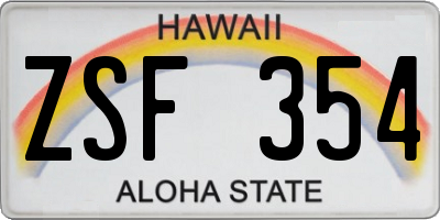 HI license plate ZSF354