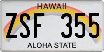 HI license plate ZSF355
