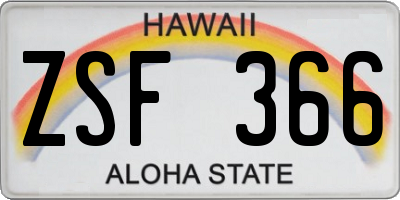 HI license plate ZSF366