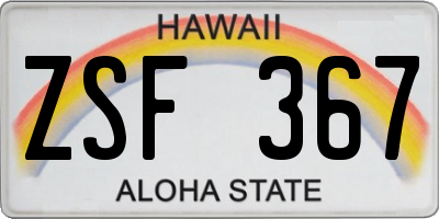 HI license plate ZSF367