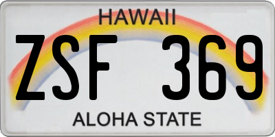 HI license plate ZSF369