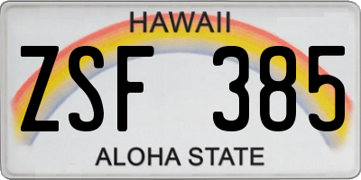 HI license plate ZSF385