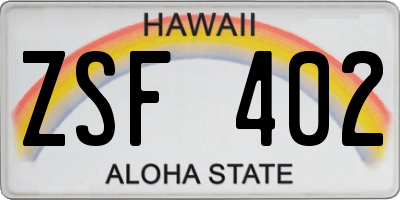 HI license plate ZSF402