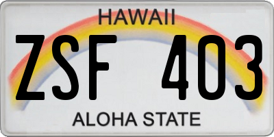 HI license plate ZSF403