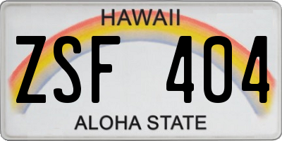 HI license plate ZSF404