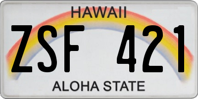 HI license plate ZSF421