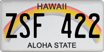 HI license plate ZSF422