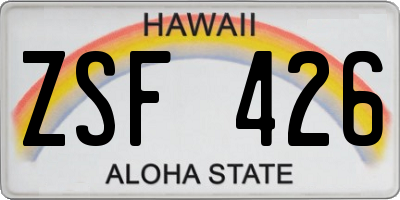 HI license plate ZSF426