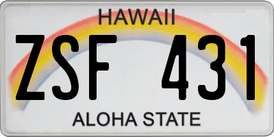 HI license plate ZSF431