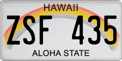 HI license plate ZSF435