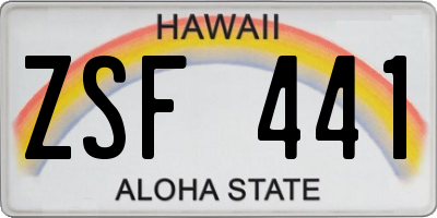HI license plate ZSF441