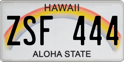 HI license plate ZSF444