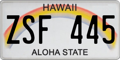 HI license plate ZSF445