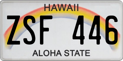 HI license plate ZSF446