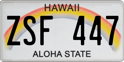 HI license plate ZSF447
