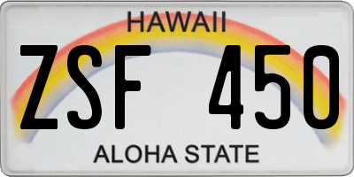 HI license plate ZSF450