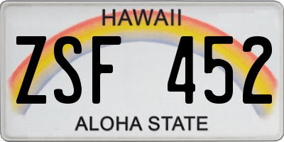 HI license plate ZSF452