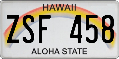HI license plate ZSF458