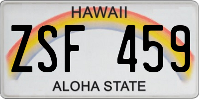 HI license plate ZSF459