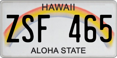 HI license plate ZSF465