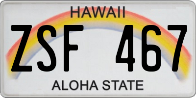 HI license plate ZSF467