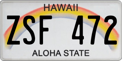 HI license plate ZSF472