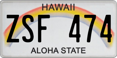 HI license plate ZSF474