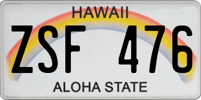 HI license plate ZSF476