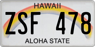 HI license plate ZSF478