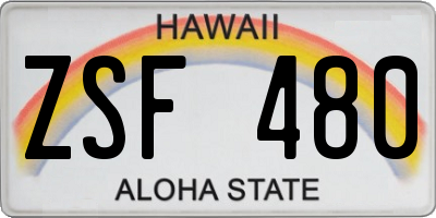 HI license plate ZSF480
