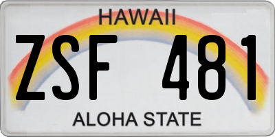 HI license plate ZSF481