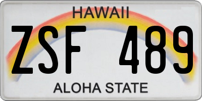 HI license plate ZSF489