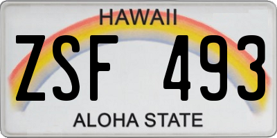HI license plate ZSF493