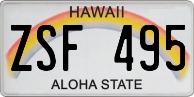 HI license plate ZSF495