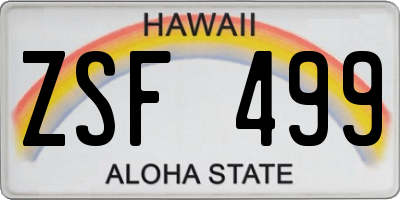 HI license plate ZSF499