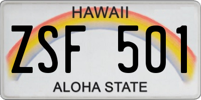 HI license plate ZSF501