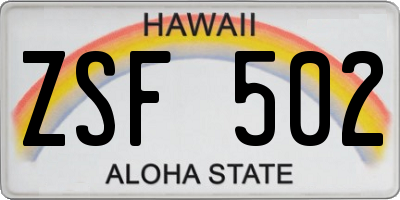 HI license plate ZSF502