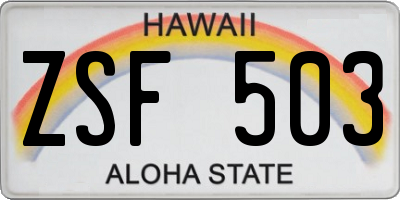 HI license plate ZSF503