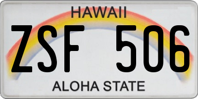 HI license plate ZSF506
