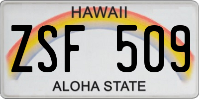 HI license plate ZSF509