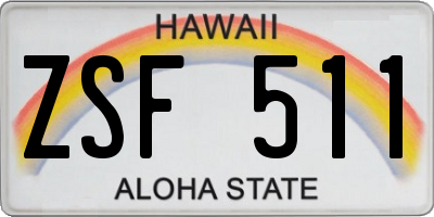 HI license plate ZSF511