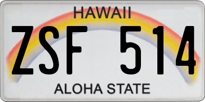 HI license plate ZSF514