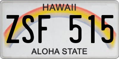 HI license plate ZSF515