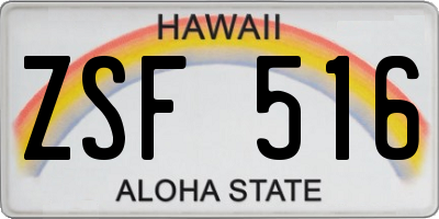 HI license plate ZSF516