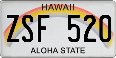 HI license plate ZSF520