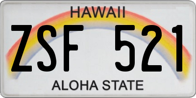 HI license plate ZSF521